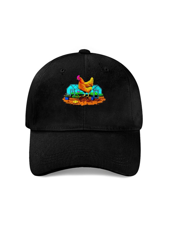 Bantam Hen Tending Greenhouse Baseball Cap, Cotton Twill Dad Hat
