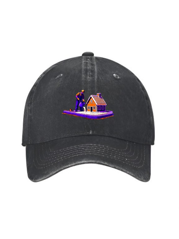 Construction Worker Pouring Sidewalk Baseball Cap, Adjustable Dad Hat