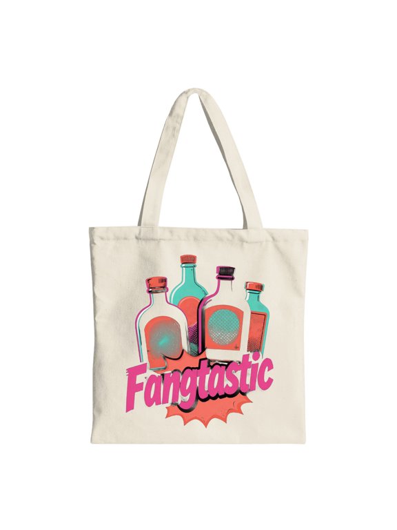 Fangtastic Potion Bottle Halloween Canvas Tote Bag, Beige, Reusable