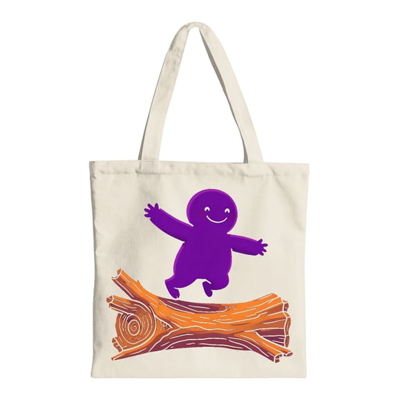 ZILE Ghost Dancing on Wooden Tree Trunk Halloween Canvas Tote Bag, Beige