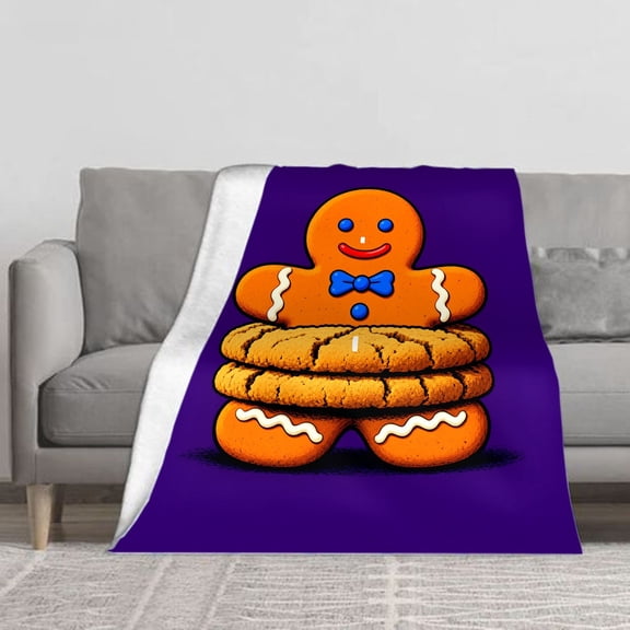 ZILE Gingerbread Man Cookie Sandwich Christmas Flannel Fleece Throw Blanket