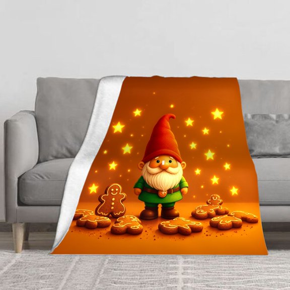 ZILE Gnome Making Gingerbread Cookies Christmas Fleece Throw Blanket