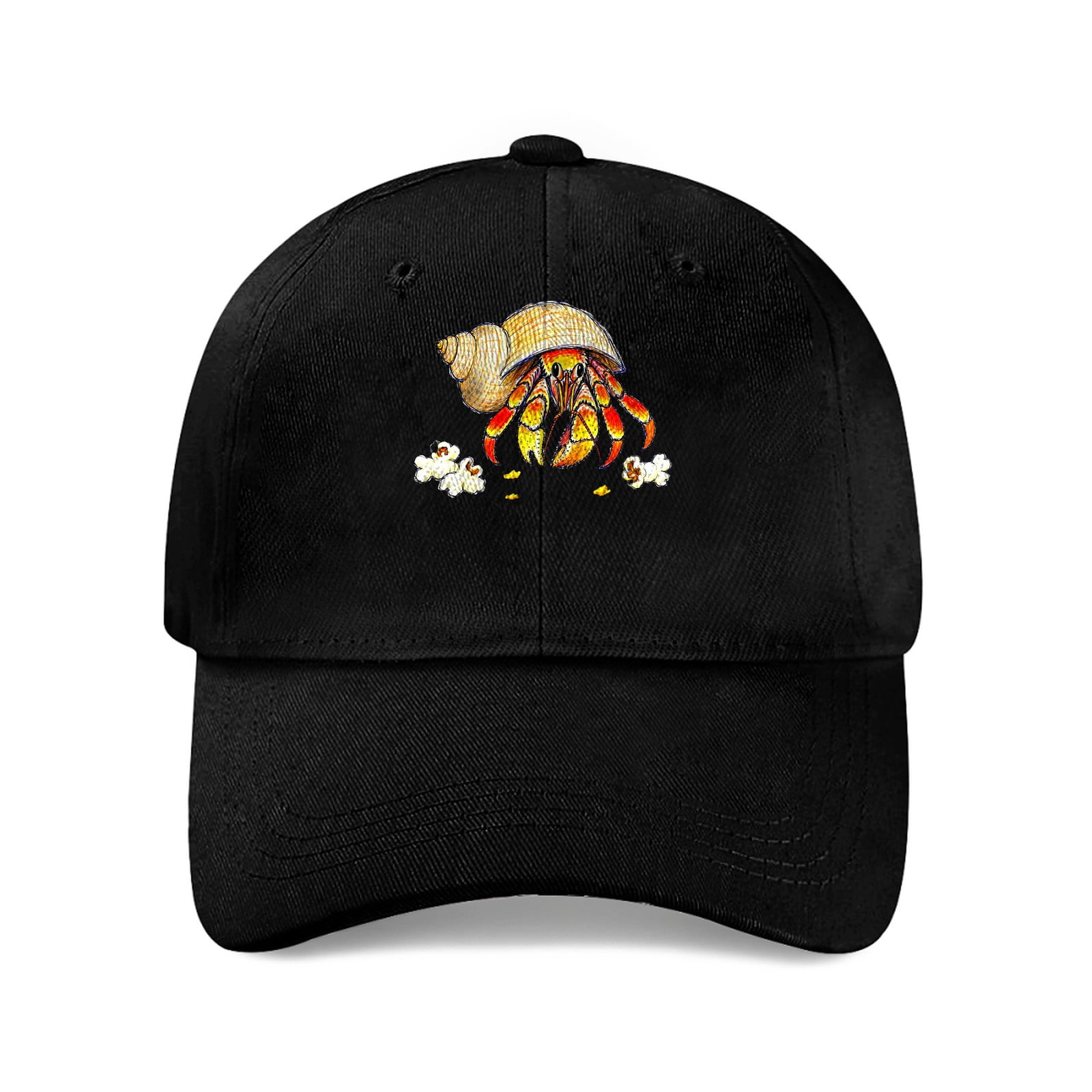ZILE Hermit Crab Snacking Popcorn Baseball Cap, Cotton Twill Dad Hat ...