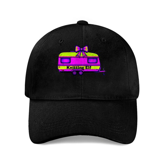 ZILE Knitting Elf Retro Camper Trailer Baseball Cap, Cotton Twill Dad Hat