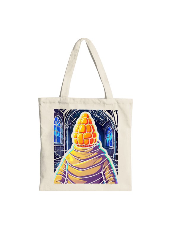 Mummy Candy Corn Head Halloween Canvas Tote Bag, Beige, Reusable