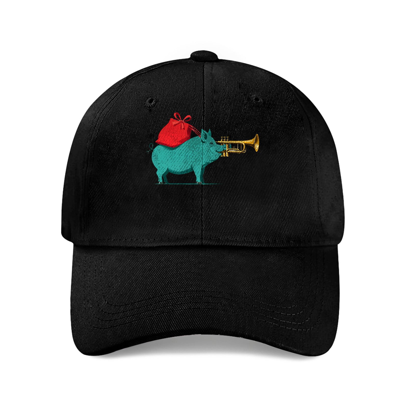ZILE Potbelly Pig Playing Trumpet Baseball Cap, Cotton Twill Dad Hat ...