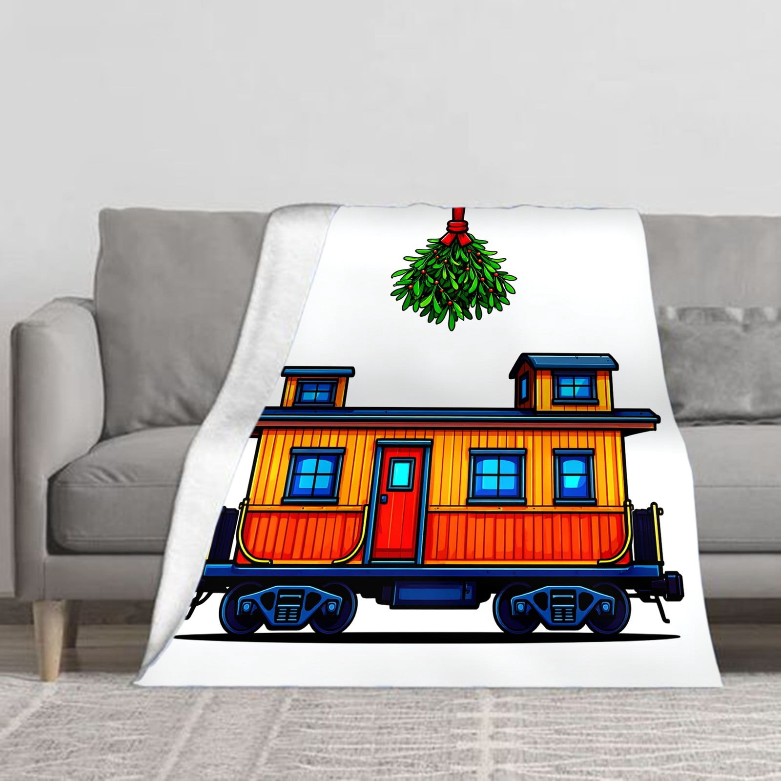 ZILE Train Caboose Christmas Flannel Fleece Throw Blanket, Soft Warm ...