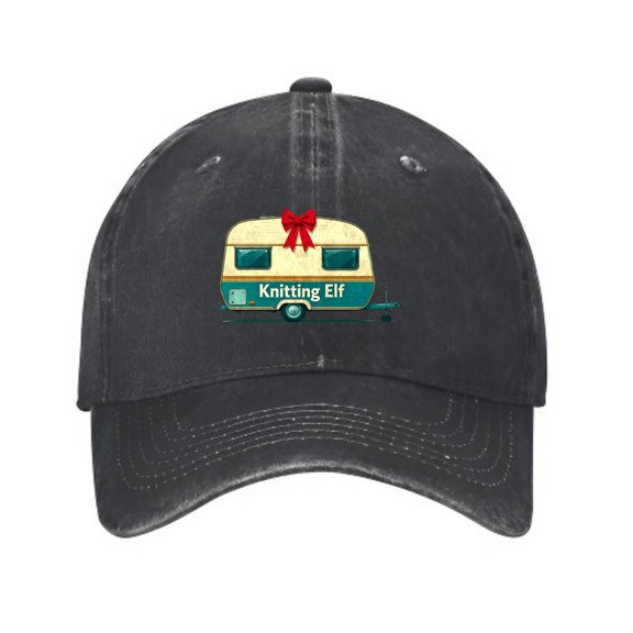 ZILE Vintage Camper Trailer Knitting Elf Baseball Cap, Adjustable Dad Hat