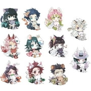 ZILEFSILK 11PCS Cute Anime Demon Slayer Keychain Acrylic Key Chain Figure Set Merch