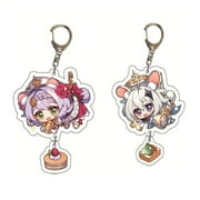 ZILEFSILK 2PCS Anime Game Genshin Impact Cute Noelle Paimon Acrylic Figure Keychain Set Cosplay Vision Key Chain Merch38