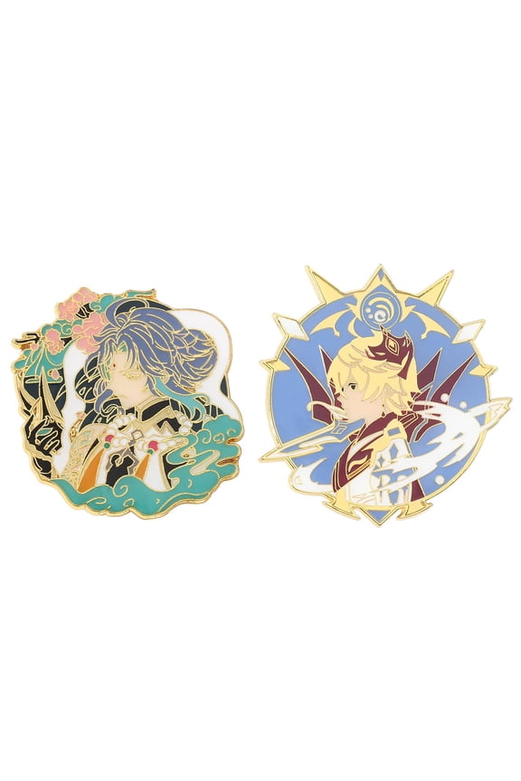 2pcs Anime Game Genshin Impact Figure Childe Xiao Cute Enamel Pins Set for Jackets Bag Hat Characters Cosplay Pins Aesthetic Brooch