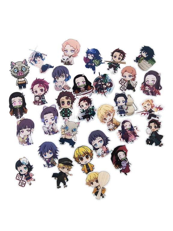 30PCS Cute Enamel Pins Set Anime Demon Slayer Figure For Backpack Jackets Hat Metal Lapel Badges Pins Characters Cosplay Aesthetic Brooch Women Fans