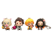 ZILEFSILK 4PCS Cute Anime Demon Slayer Keychain Acrylic Key Chain Figure Set Merch
