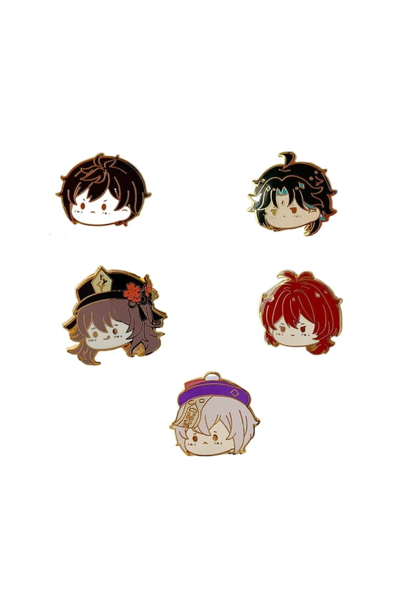 5pcs Anime Game Genshin Impact Figure Cute Enamel Pins Set for Jackets Bag Hat Characters Metal Lapel Badges Aesthetic Brooch