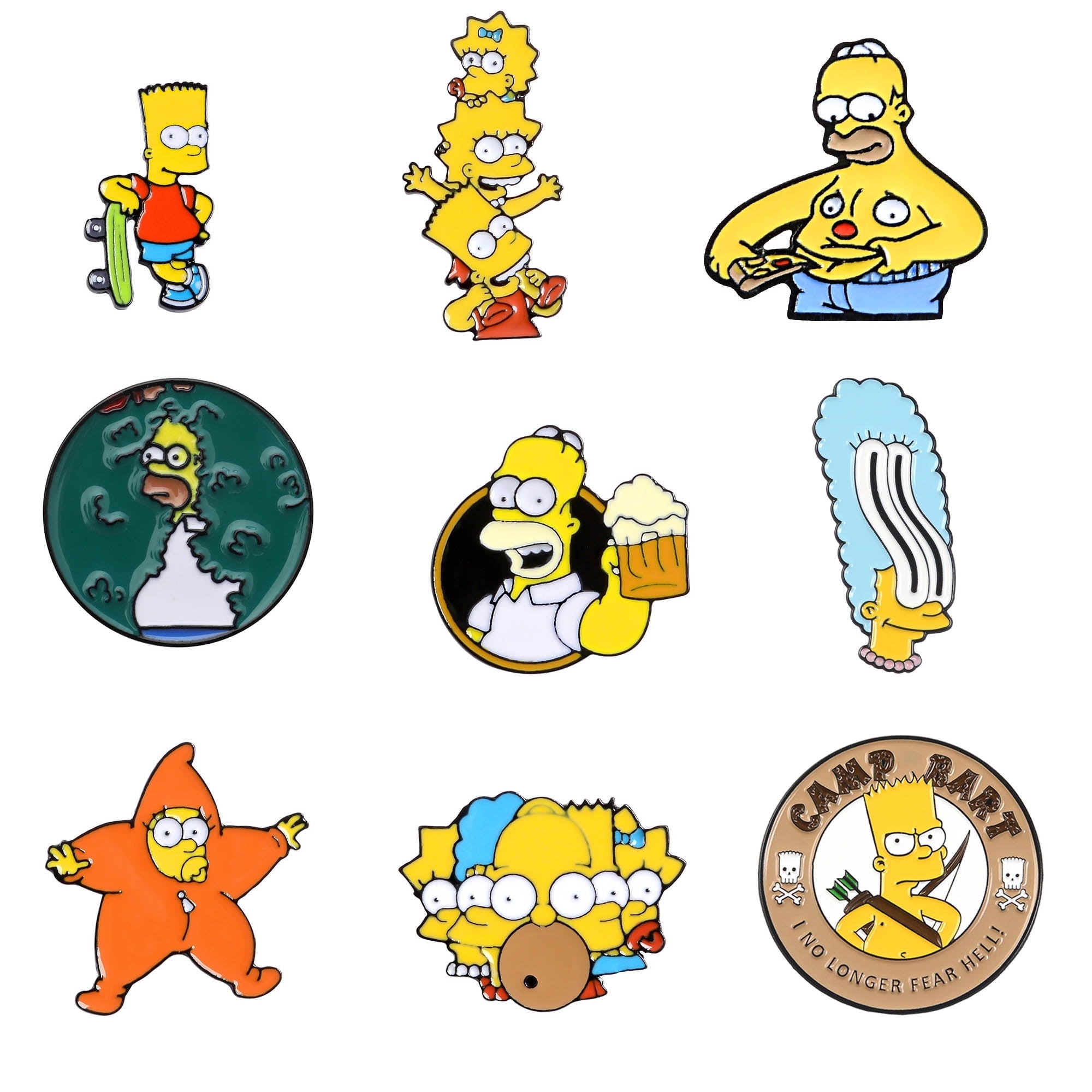 60'Simon Simple ピーナッツ キャラクター バッチ9個セット ZILEFSILK 9 Pcs Funny Animation The Simpsons Pack Enamel Pins Set