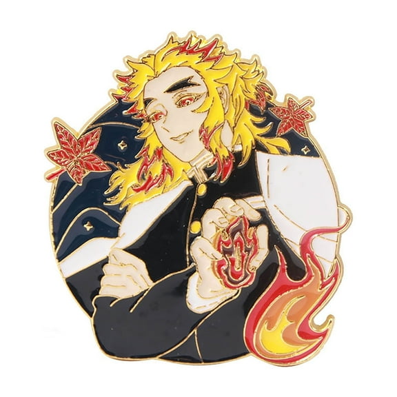 ZILEFSILK Anime Demon Slayer Cute Enamel Pin Figure Rengoku Shinjurou For Backpack Jackets Hat Metal Lapel Badges Pins Characters Aesthetic Brooch For Fans