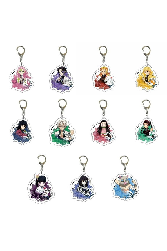 Anime Demon Slayer Kimetsu No Yaiba Acrylic Figure Keychain Set Vision Stand Merch Personalized Key Chain