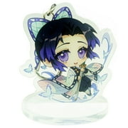 ZILEFSILK Anime Demon Slayer Kimetsu No Yaiba Acrylic Figure Keychain Set Vision Stand Merch Personalized Key Chain