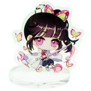 ZILEFSILK Anime Demon Slayer Kimetsu No Yaiba Acrylic Figure Keychain Set Vision Stand Merch Personalized Key Chain