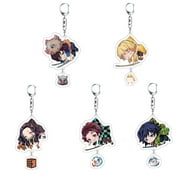 ZILEFSILK Anime Demon Slayer Kimetsu No Yaiba Acrylic Figure Keychain Set Vision Stand Merch Personalized Key Chain