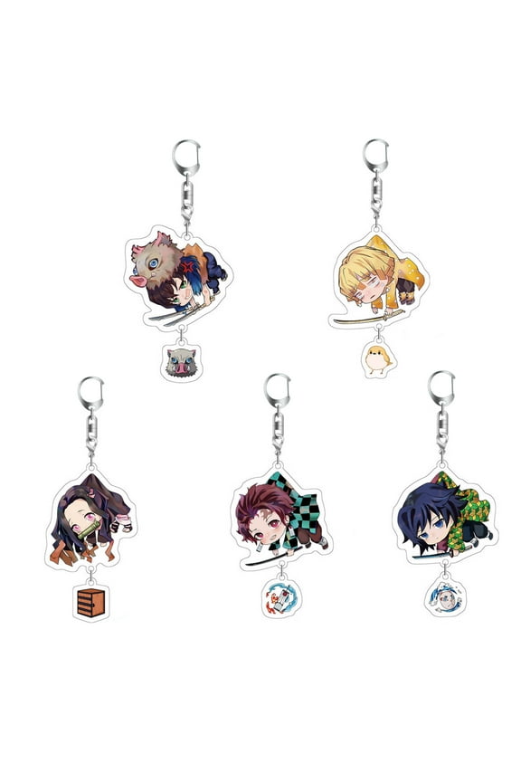 Anime Demon Slayer Kimetsu No Yaiba Acrylic Figure Keychain Set Vision Stand Merch Personalized Key Chain