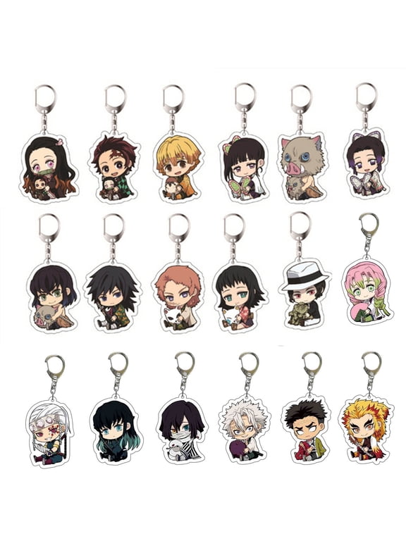 Anime Demon Slayer Kimetsu No Yaiba Acrylic Figure Keychain Set Vision Stand Merch Personalized Key Chain