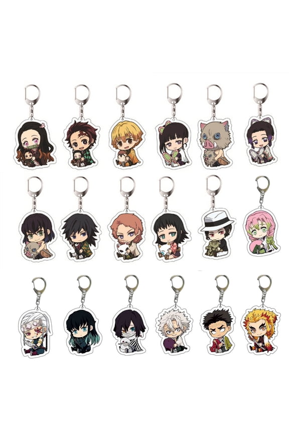 Anime Demon Slayer Kimetsu No Yaiba Acrylic Figure Keychain Set Vision Stand Merch Personalized Key Chain