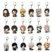 ZILEFSILK Anime Demon Slayer Kimetsu No Yaiba Acrylic Figure Keychain Set Vision Stand Merch Personalized Key Chain
