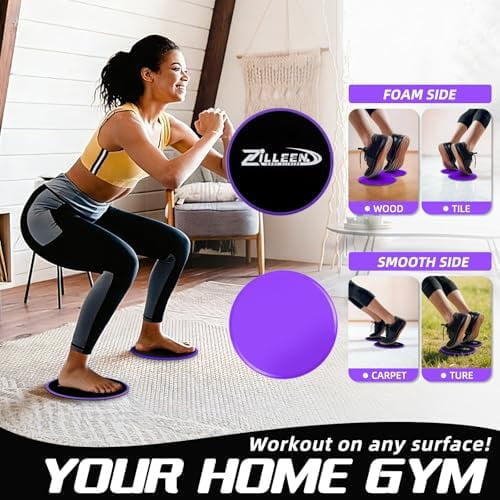 ZILLEEN Exercise Sliders for Working Out Fitness Discs for Pilates Women Men, 2 Pack