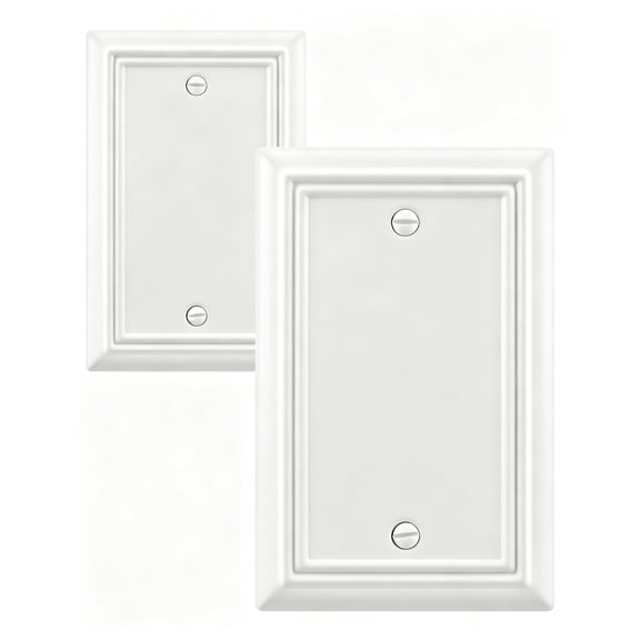 ZILLSEA Decorative Framed Design Switch Plates Outlet Covers, Duable Metal Wall Plates (Off White/2 Toggle/1 Duplex 2 Pack)