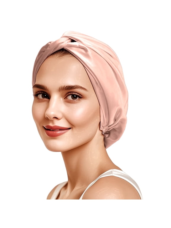 ZIMASILK 22 Momme 100% Mulberry Silk Bonnet for Sleeping Women, Silk Hair wrap for Sleeping with Premium Elastic Stay On Head (1Pc, Rose Gold)