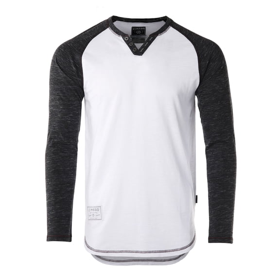 ZIMEGO Men's Basic Long Sleeve T-shirts - Athletic Baseball Sports Raglan Style Casual V-Neck Henley with Round Bottom Hem