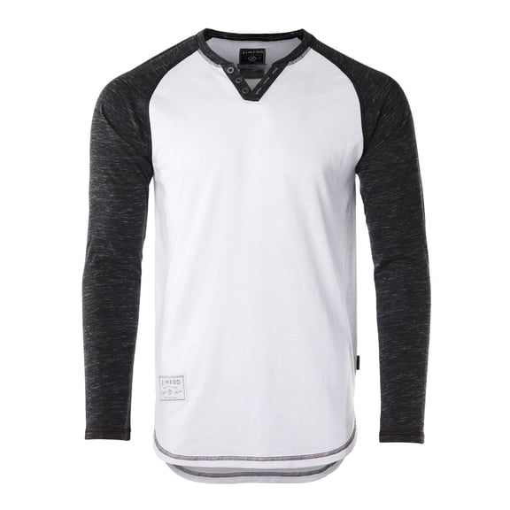 ZIMEGO Men's Basic Long Sleeve T-shirts - Athletic Baseball Sports Raglan Style Casual V-Neck Henley with Round Bottom Hem