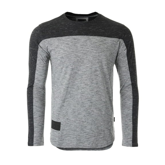ZIMEGO Men's Casual Color Block Long Sleeve Curved Hemline Athletic Activewear Hiphop Hipster Shirts