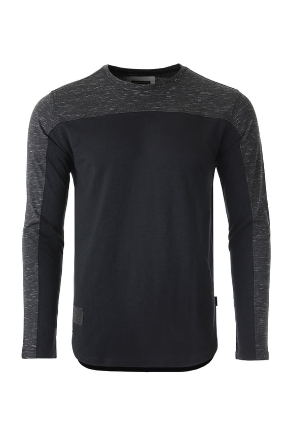 Men's Casual Color Block Long Sleeve Curved Hemline Athletic Activewear Hiphop Hipster Shirts