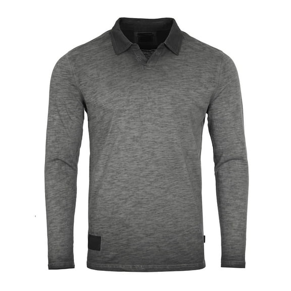 ZIMEGO Men's Casual V-Neck Polo Shirts – Long Sleeve Vintage Retro Color Dyed