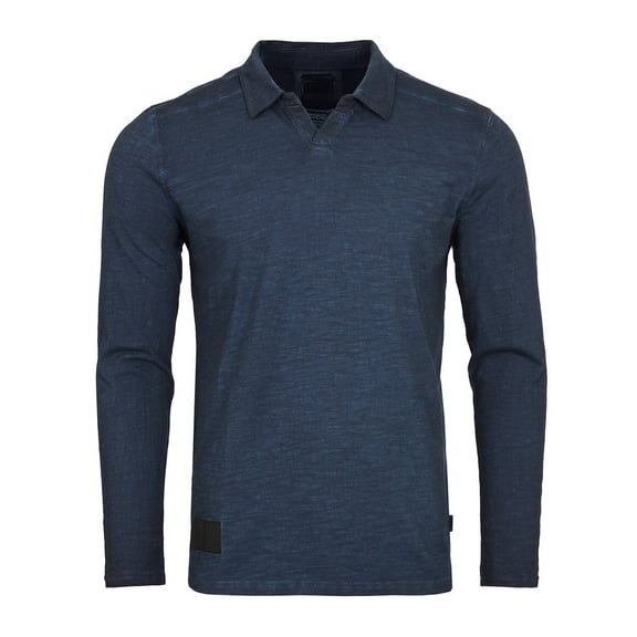 ZIMEGO Men's Casual V-Neck Polo Shirts – Long Sleeve Vintage Retro Color Dyed