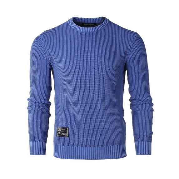 ZIMEGO Men's Classic Vintage Color Wash Ribbed Crew Neck Pullover Casual Sweater