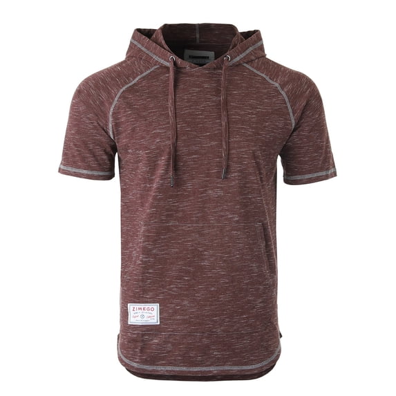 ZIMEGO Men's Color Block Short Sleeve Pullover Pocket Hiphop Thin Hoodie Shirt