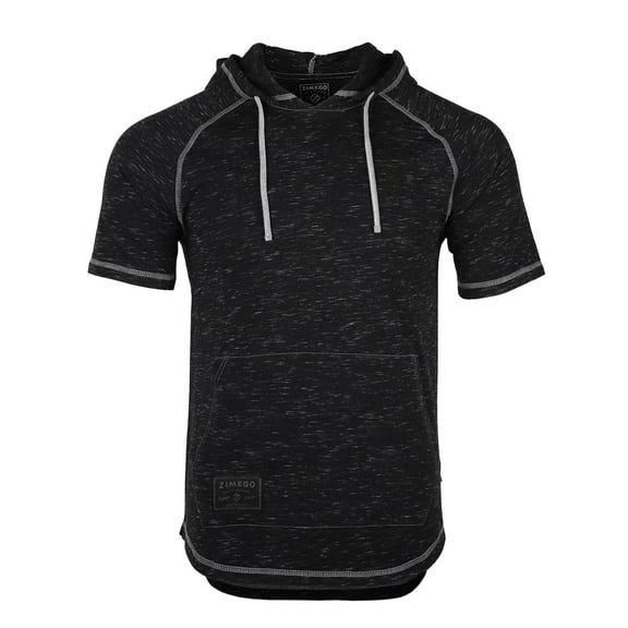 ZIMEGO Men's Color Block Short Sleeve Pullover Pocket Hiphop Thin Hoodie Shirt