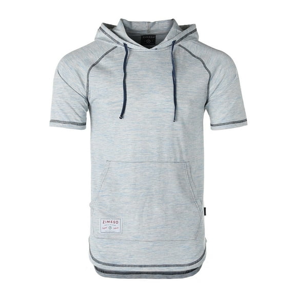 ZIMEGO Men's Color Block Short Sleeve Pullover Pocket Hiphop Thin Hoodie Shirt