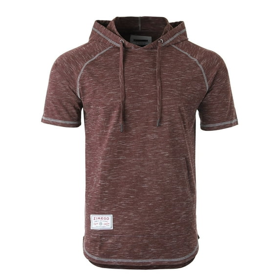 ZIMEGO Men's Color Block Short Sleeve Pullover Pocket Hiphop Thin Hoodie Shirt