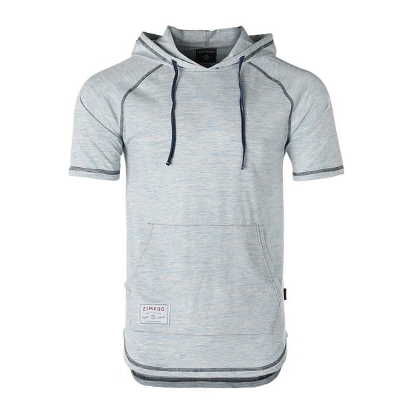 ZIMEGO Men's Color Block Short Sleeve Pullover Pocket Hiphop Thin Hoodie Shirt
