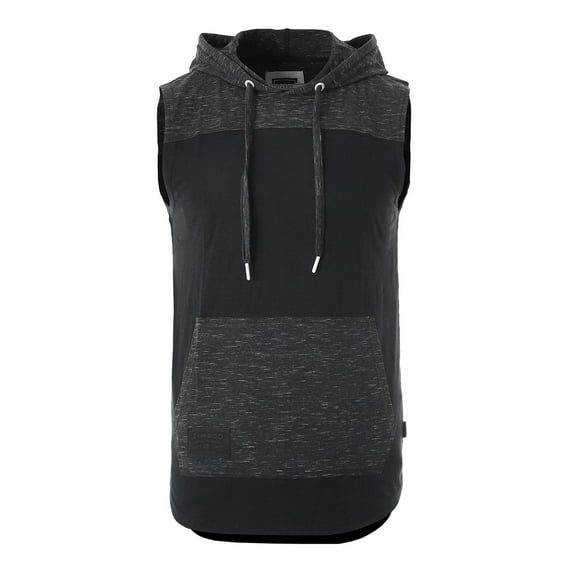 ZIMEGO Men's Color Block Sleeveless Workout Hoodie Pullover Kangaroo Pocket Hiphop Hipster Thin Shirts
