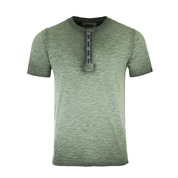 ZIMEGO Men's Color Dyed Short Sleeve Crew Neck Slim Athletic Button Henley Shirt