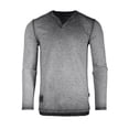 thumbnail image 1 of ZIMEGO Men's Garment Color Dyed Vintage Wash Long Sleeve V Neck Athletic Fit Henley, 1 of 4