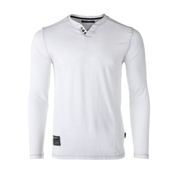 ZIMEGO Men's Garment Color Dyed Vintage Wash Long Sleeve V Neck Athletic Fit Henley