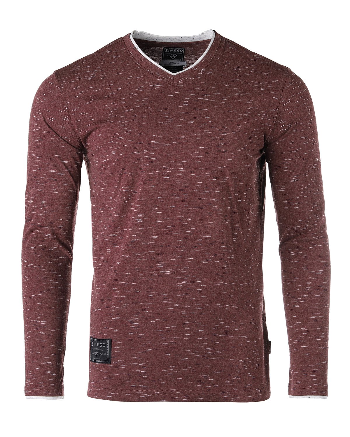 ZIMEGO Men’s Long Sleeve Athletic Fit V-Neck Activewear T-Shirt - image 1 of 6