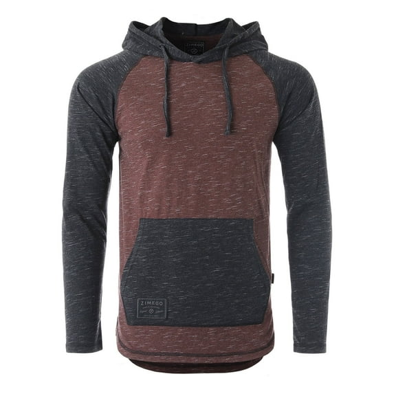ZIMEGO Men's Long Sleeve Color Block Hip-Hop Hoodie Shirt - Athletic Baseball Sports Raglan Style Casual Hoodie with Kangaroo Pocket