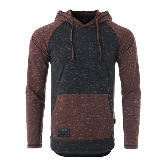 ZIMEGO Men's Long Sleeve Color Block Hip-Hop Hoodie Shirt - Athletic Baseball Sports Raglan Style Casual Hoodie with Kangaroo Pocket
